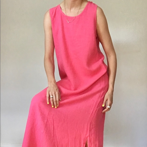 Watermelon pink linen dress - Picture 13 of 14